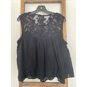 Women's Style Co Lace Sleeveless Blouse in Black Size Large